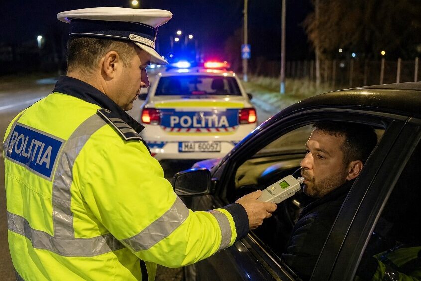 Doi șoferi depistați băuți la volan în Maramureș: unul circula cu 164 km/h, celălalt avea 0,83 mg/l alcool în aerul expirat