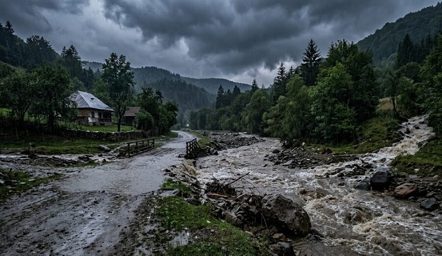 Cod galben de inundații și viituri rapide în Maramureș și alte șapte județe. Ce zone sunt vizate