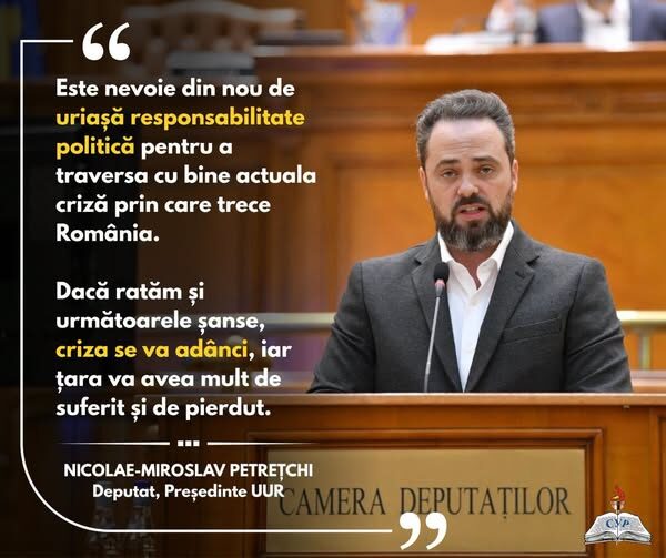Deputatul Nicolae-Miroslav Petrețchi: România are nevoie de un pact politic pro-european pentru stabilitate și protejarea drepturilor minorităților