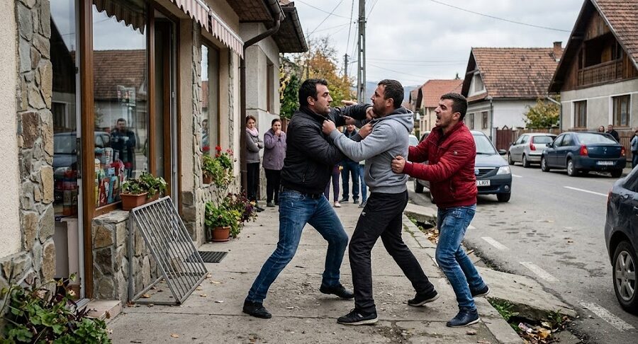 Scandal în centrul Vișeului de Sus: un adolescent și doi bărbați s-au luat la bătaie în fața trecătorilor