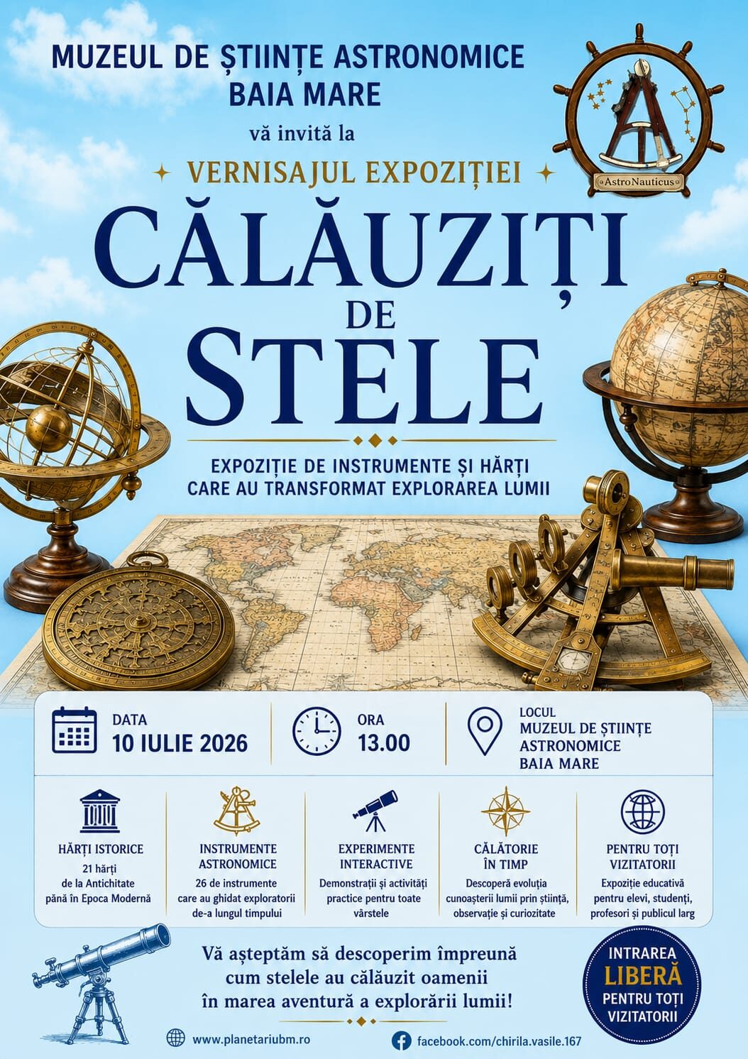 „Călăuziți de Stele” ajunge la Baia Mare. Planetariul găzduiește o expoziție spectaculoasă despre astronavigație și marile explorări ale lumii