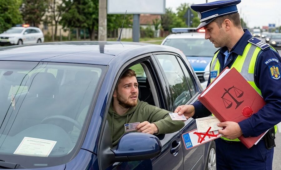 Dosar penal pentru un șofer de 26 de ani, depistat la volanul unui autoturism cu autorizația provizorie expirată