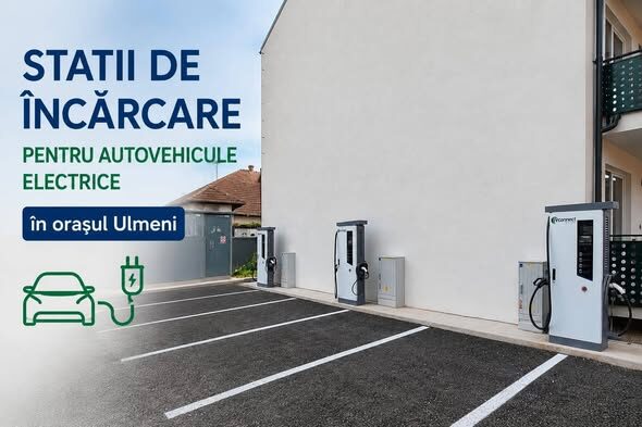 Primăria Ulmeni pune în funcțiune stații de încărcare pentru autovehicule electrice în zona centrală a orașului
