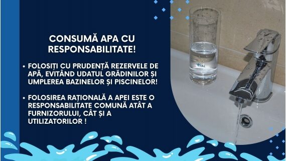 SC VITAL AGENȚIA TĂUȚII MĂGHERĂUȘ SEMNAL DE ALARMĂ – Consumul ridicat de apă potabilă din rețeaua publică poate lăsa mai mulți utilizatori cu presiune redusă/fără apă la robinete!