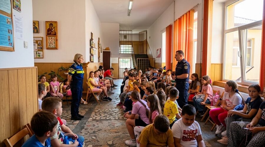 Dincolo de sunetul clopoțelului: Peste 300 de copii din Maramureș, „instruiți” de polițiști pentru o vacanță în siguranță