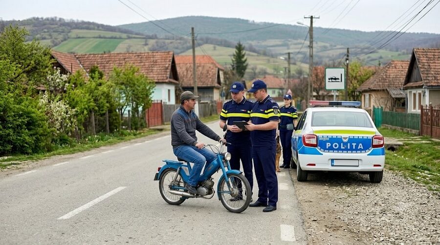 Razie de amploare în Șomcuta Mare și localitățile învecinate: Bărbat depistat la ghidonul unui moped fără a deține permis de conducere