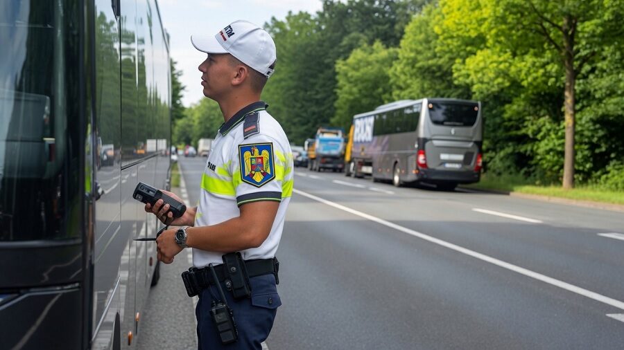 Autocar spre Italia, imobilizat de polițiștii maramureșeni