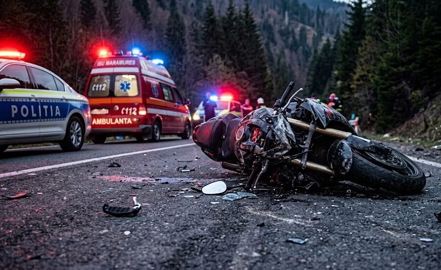 Accident rutier în Pasul Prislop: O motocicletă și un autoturism s-au ciocnit pe coborârea spre Cârlibaba